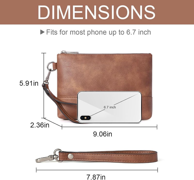CLUCI Wristlet Wallet for Women Large Capacity Leather Clutch Purse Slim Ladies Travel Credit Card Holder Phone Organizer - Image 3